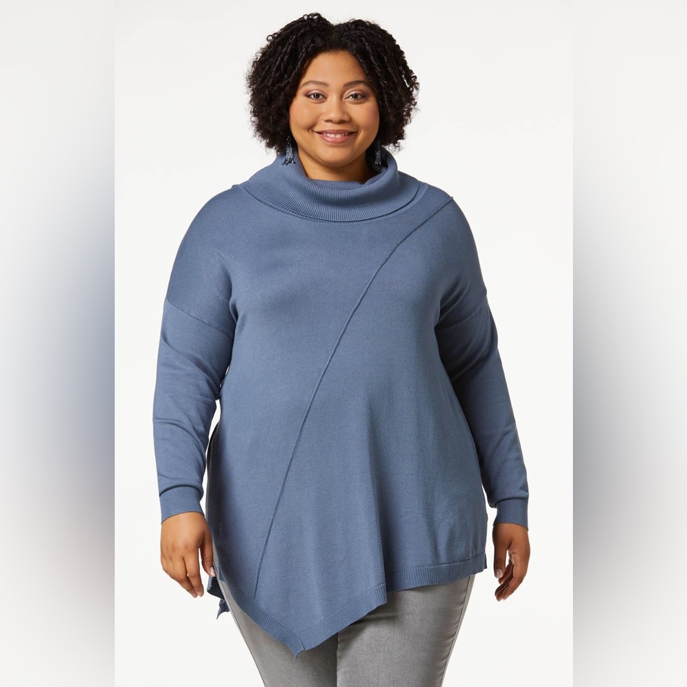 Cato PLUS SIZE COWL TUNIC SWEATER CHINA BLUE VARIOUS SIZES AVAILABLE - Picture 2 of 4